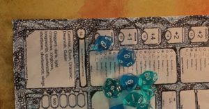 5e character sheet and dice