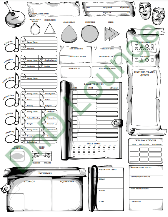 bard character sheet 5e