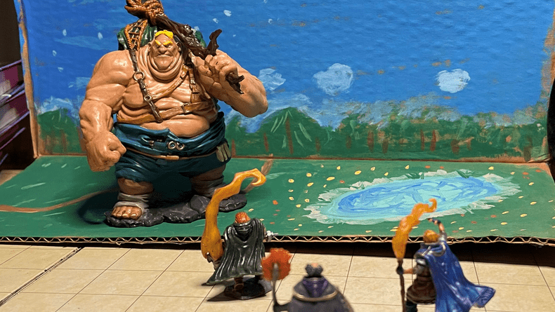 hill giant vs. party dnd minis