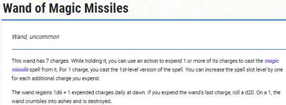 wand of magic missiles
