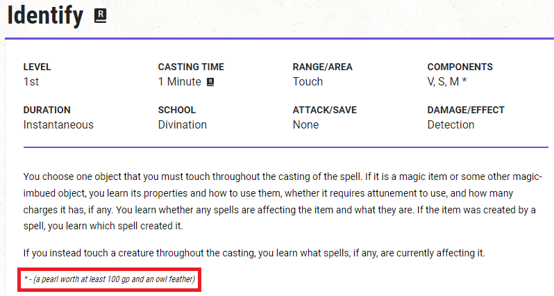 identify spell description
