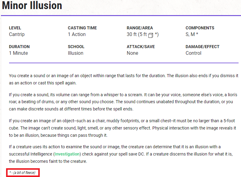 minor illusion spell description