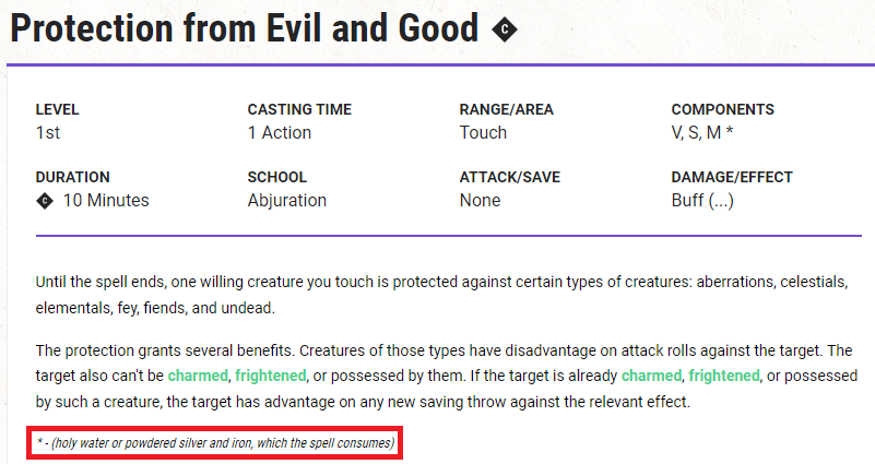 protection from evil and good spell description