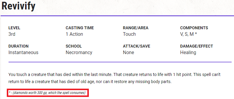 revivify spell description