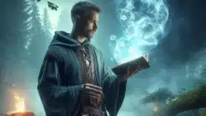 druid reading magical book
