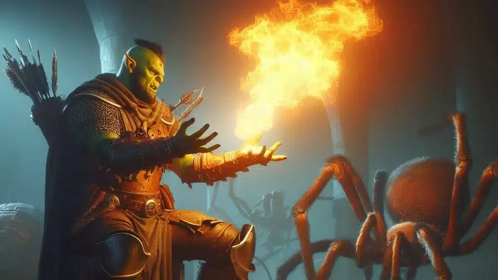 dnd orc casting burning hands