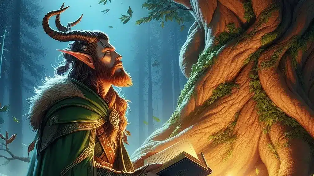 druid meditating in the forest