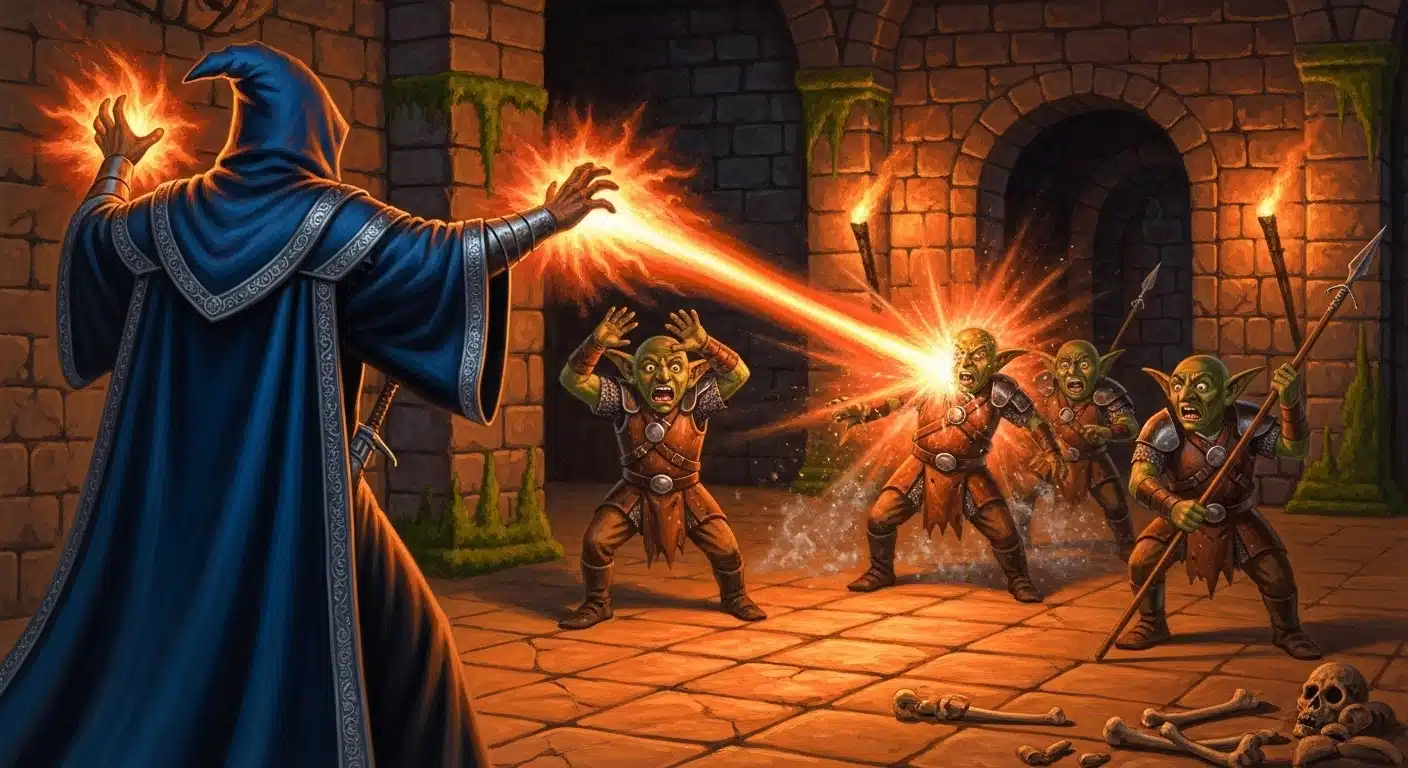 dnd wizard casting scorching ray